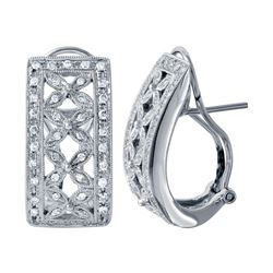 14KT White Gold Diamond Huggie Earrings -# 6541-1
