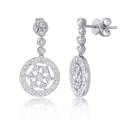 14KT White Gold Diamond Pinwheel Earrings -# 6610