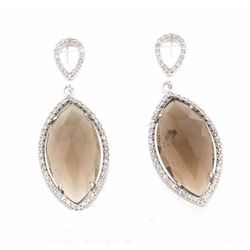 14KT White Gold Ladies Diamond and Gemstone Earrings -# 9384