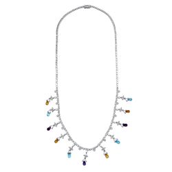14KT White Gold Ladies Diamond and Gemstone Necklace -# 10112