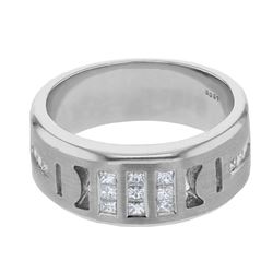 14KT White Gold Mens Diamond Ring -# 9848