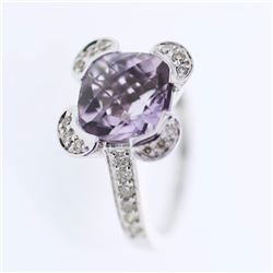 18KT White Gold Ladies Diamond and Gemstone Fashion Ring -# 8770