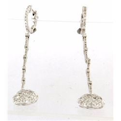 18KT White Gold Ladies Diamond Earrings -# 9882