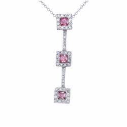 14KT White Gold Ladies Diamond and Gemstone Slider with Chain -# 8740