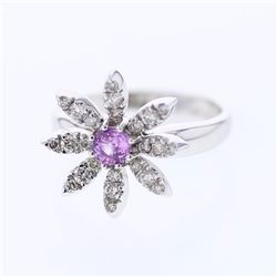 14KT White Gold Ladies Diamond and Gemstone Ring -# 8853