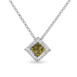14KT White Gold Ladies Diamond and Gemstone Slider with Chain -# 8655