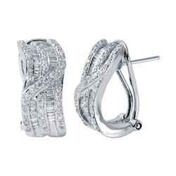 18KT White Gold Diamond Huggie Earrings -# 6573