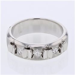 18KT White Gold Mens Diamond Wedding Band -# 9900