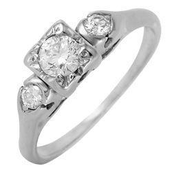 Platinum Diamond Three Stone Ring -# 287