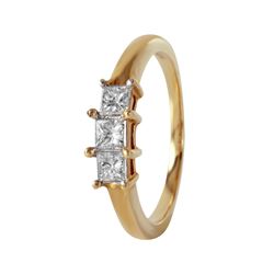 14KT Yellow Gold Diamond Three Stone Ring -# 6637