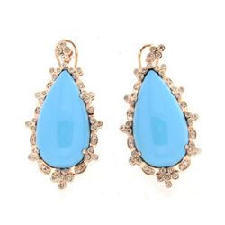 14KT Rose Gold Ladies Diamond and Gemstone Earrings -# 10126