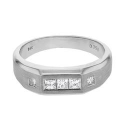 14KT White Gold Mens Diamond Ring -# 9458