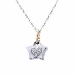 14KT Two Tone Gold  Ladies Diamond Slider with Chain -# 8625