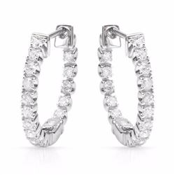 14KT White Gold Ladies Diamond Hoop Earrings -# 9500