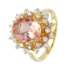 14KT White Gold Morganite & Diamond Ring -# 1482