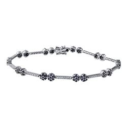 14KT White Gold Ladies Diamond and Gemstone Bracelet -# 9651