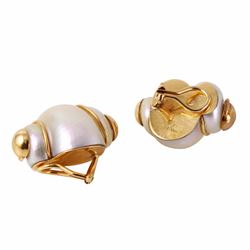 MAZ 14KT Gold Madagascar Seashell Earrings -# 643