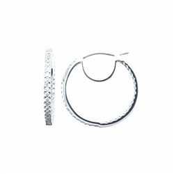 14KT White Gold Ladies Diamond Hoop Earrings -# 9310
