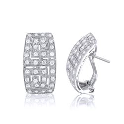 18KT White Gold Diamond Huggie Earrings  -# 6544
