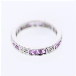 14KT White Gold Ladies Diamond and Gemstone Band Ring -# 8787