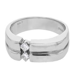18KT White Gold Mens Diamond Wedding Band -# 10090