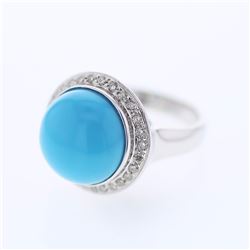 18KT White Gold Ladies Diamond and Gemstone Fashion Ring -# 9209