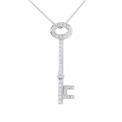 14KT White Gold Ladies Diamond Slider with Chain -# 8822