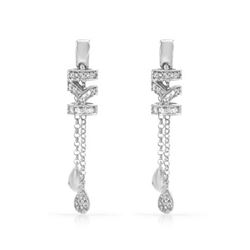 18KT White Gold Ladies Diamond Earrings -# 9121