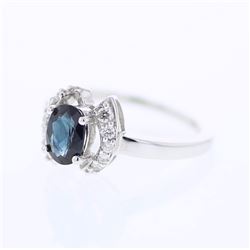 18KT White Gold Ladies Diamond and Gemstone Fashion Ring -# 8925