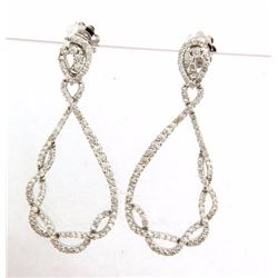 18KT White Gold Ladies Diamond Earrings -# 10039