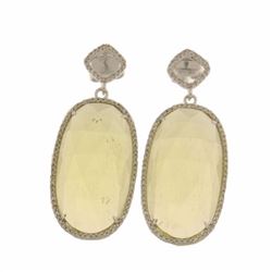 14KT Yellow Gold Ladies Diamond and Gemstone Earrings -# 9353