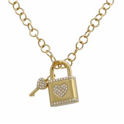 14KT Yellow Gold Diamond Pendant With Chain -# 7968