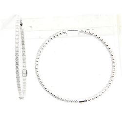 14KT White Gold Ladies Diamond Hoop Earrings -# 10320
