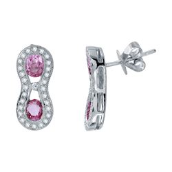 18KT White Gold Ladies Diamond and Gemstone Earrings -# 9405