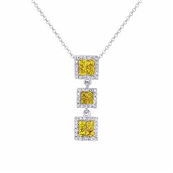 14KT White Gold Ladies Diamond and Gemstone Slider with Chain -# 8765