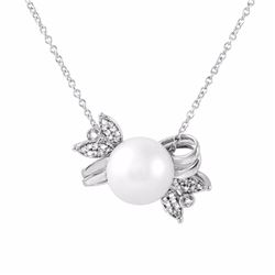 14KT White Gold Ladies Diamond Slider with Chain -# 8596