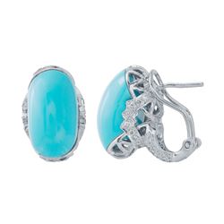 14KT White Gold Ladies Diamond and Gemstone Earrings -# 9241