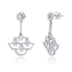 14KT White Gold Diamond Chandelier Earrings -# 6549