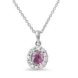 14KT White Gold Ladies Diamond and Gemstone Slider with Chain -# 8671