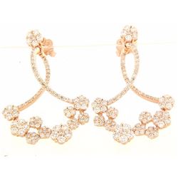 18KT Rose Gold Ladies Diamond Earrings -# 10347
