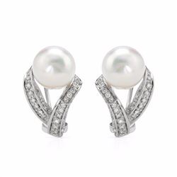 14KT White Gold Ladies Diamond Earrings -# 9480