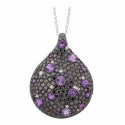 14KT White Gold Gemstone Pendant With Chain -# 5988