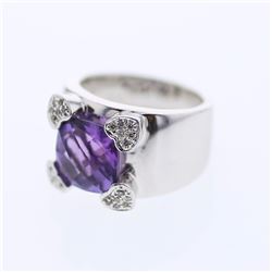 14KT White Gold Ladies Diamond and Gemstone Ring -# 9558