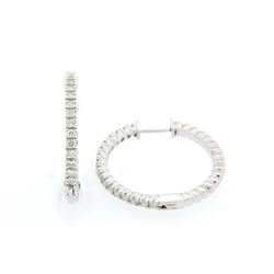 14KT White Gold Ladies Diamond Hoop Earrings -# 9110