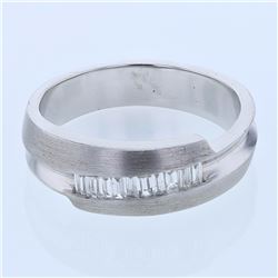 18KT White Gold Mens Diamond Wedding Band -# 9254