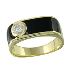 14KT Yellow Gold Diamond Onyx Ring -# 1962