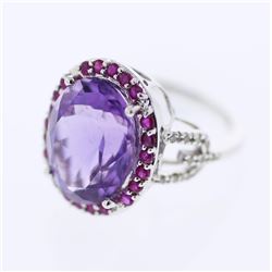 14KT White Gold Ladies Diamond and Gemstone Ring -# 8964