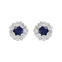 14KT White Gold Sapphire Diamond Earrings -# 126