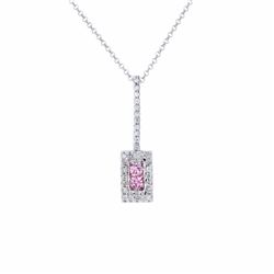 14KT White Gold Ladies Diamond and Gemstone Slider with Chain -# 8588