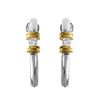 Image 1 : 18KT Two Tone Gold Diamond Hoop Earrings -# 2124